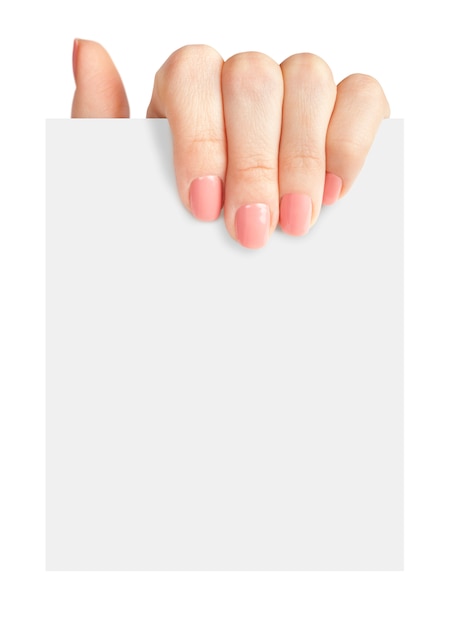 Hand holding a blank business card