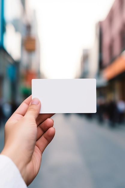 a hand holding a blank card that says " blank " on it.