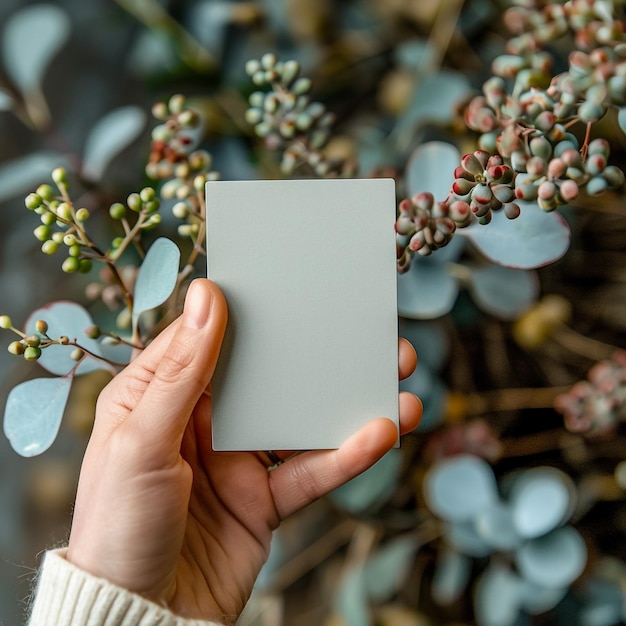 hand holding blank card