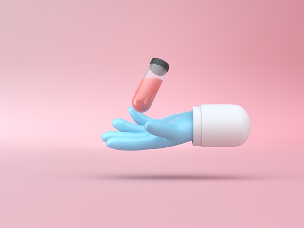 Hand Holding Blood Sample 3D Render