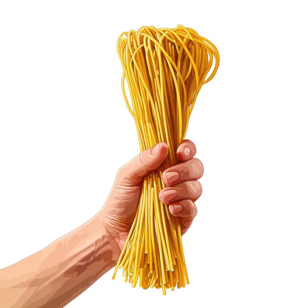 Photo a hand holding a bunch of spaghetti noodles