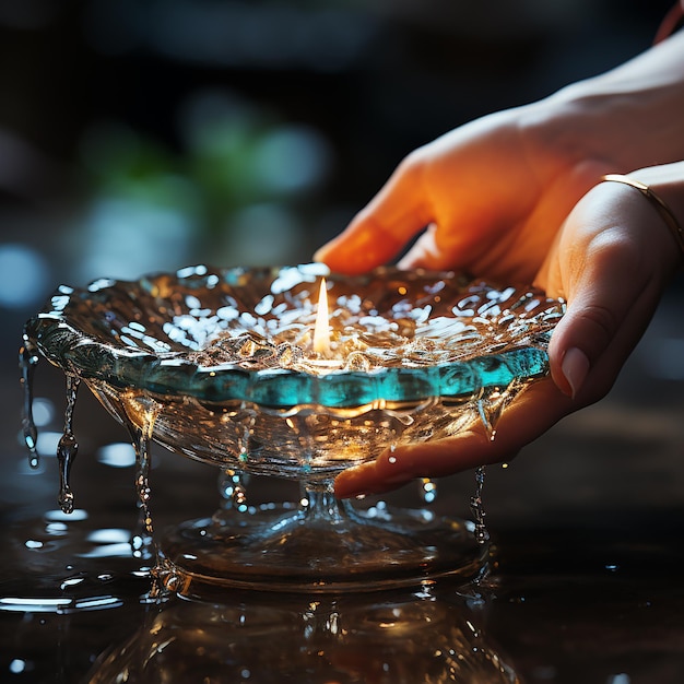 hand holding a candle