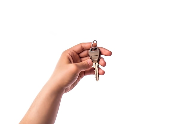 Photo hand holding car key isolated on a transparent background ai