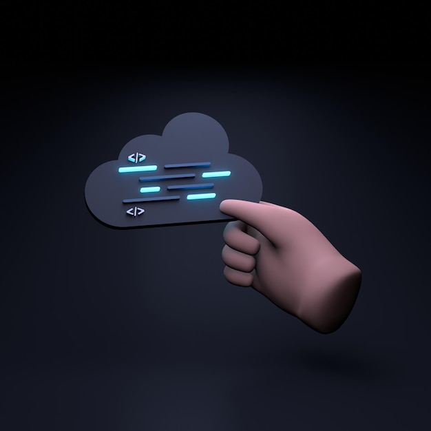 Hand holding a cloud icon 3d render illustration