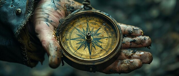 Hand holding a compass rose symbolizing navigation