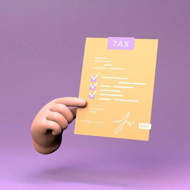 Hand holding Concept of taxes 3d render illustration