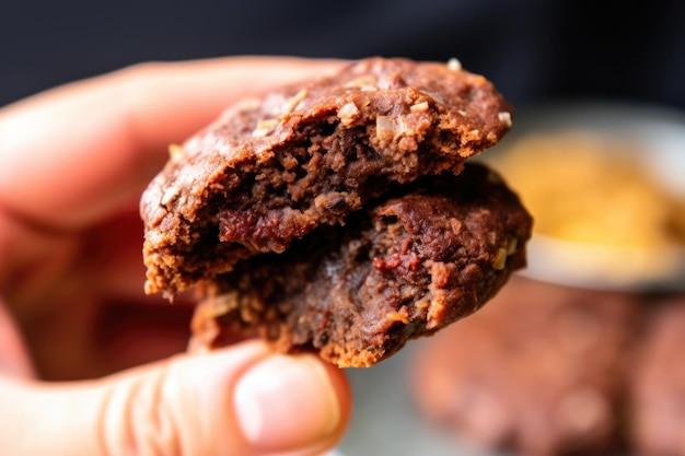 Hand holding a cookie with a bite taken out of it