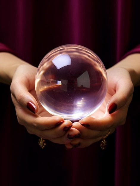 Photo hand holding a crystal ball