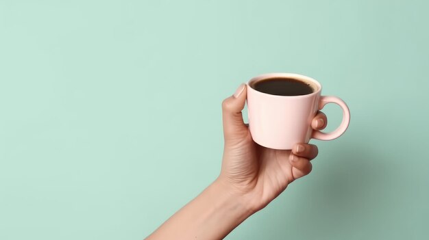 Hand holding a cup of coffee