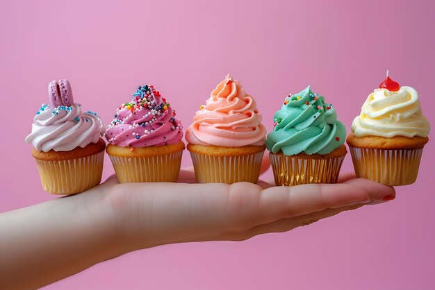 Hand holding Cupcakes Fresh Cupcakes