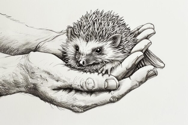 Photo a hand holding a cute hedgehog perfect for naturethemed designs