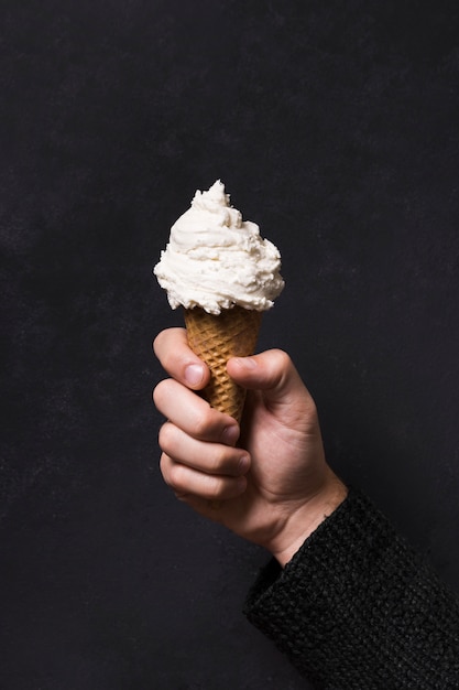 Hand holding delicious ice cream