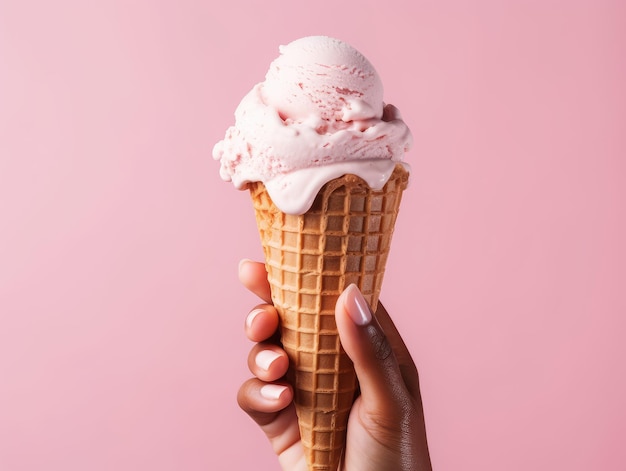 Hand holding delicious soft ice cream