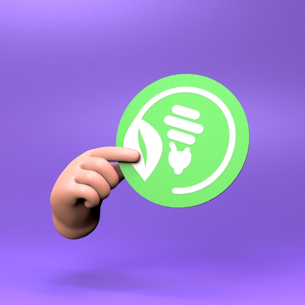 Hand holding ECO icon Ecology and conservation of the planet 3d render