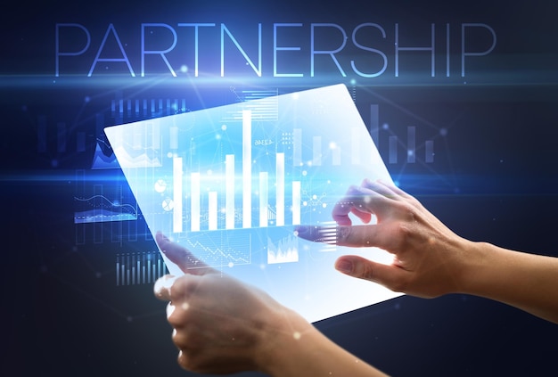 hand holding futuristic business concept