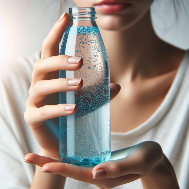 hand holding glass bottle