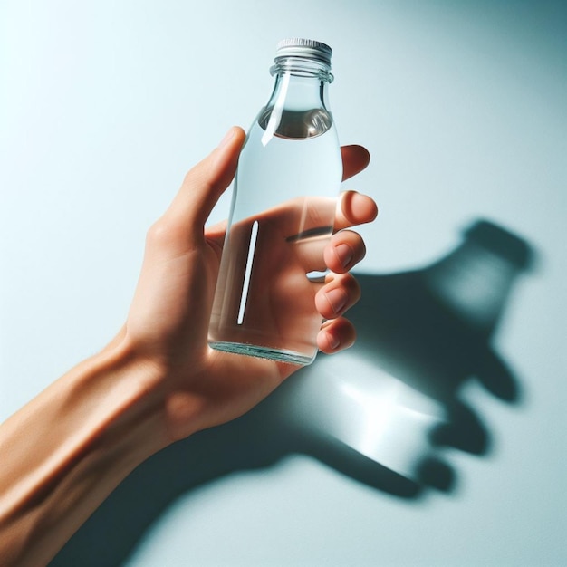 hand holding glass bottle