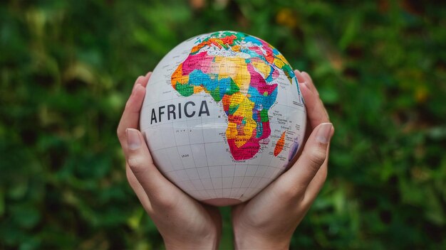 Photo a hand holding a globe with the word africa on it