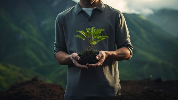 Hand Holding Glove that defines Good Environment Happy Environment Day