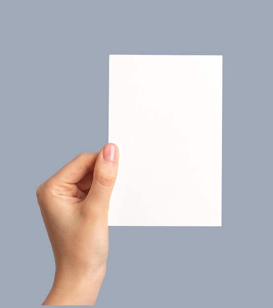 hand holding greeting holiday card mock up blank empty postcard