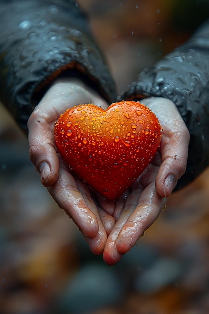 Hand holding a heartshaped object