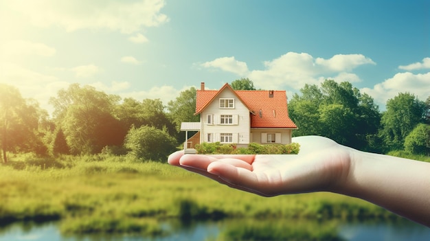 hand holding house model