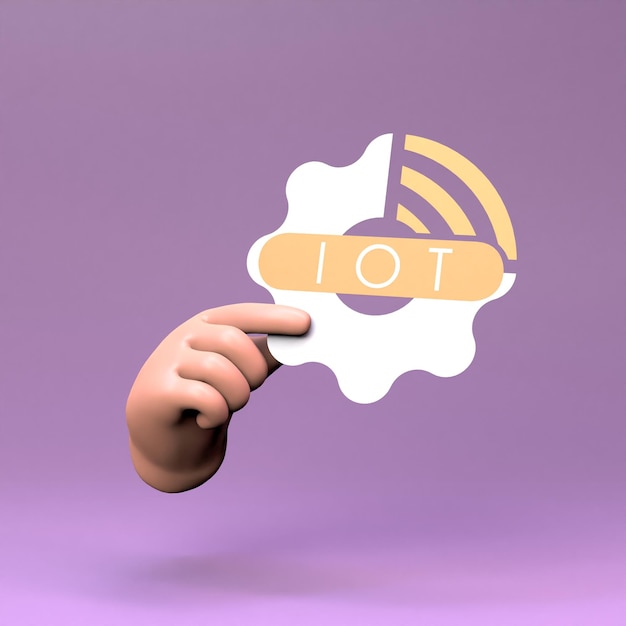 Hand holding IoT logo Internet of thing concept 3d render illustration