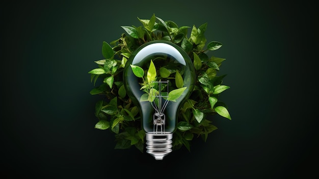 Hand holding light bulb against nature on green leaf with energy sources Sustainable developmen and responsible environmental Energy sources for renewable Ecology concept