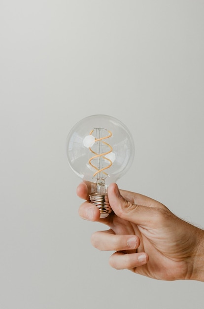 Hand holding a light bulb