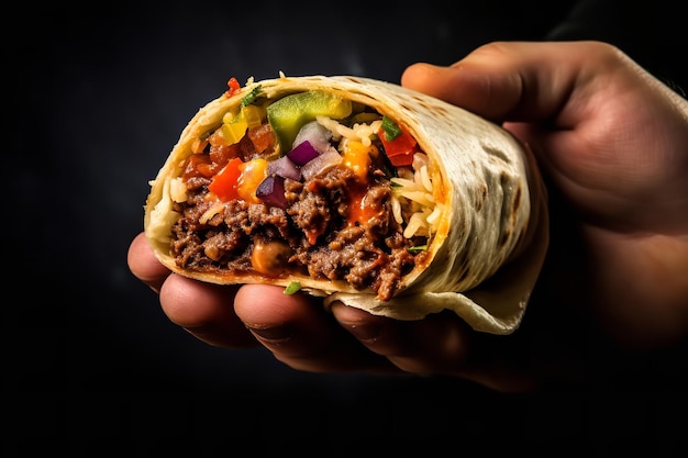 Hand Holding a Loaded Burrito