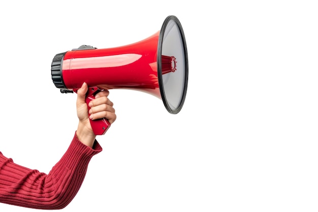 Hand holding a loud speaker megaphone