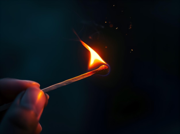 hand holding match on fire