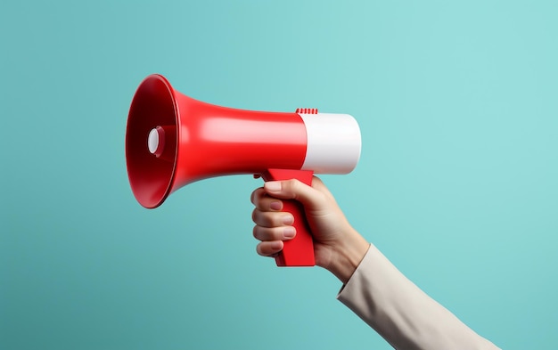 Photo hand holding megaphone in marketing concept