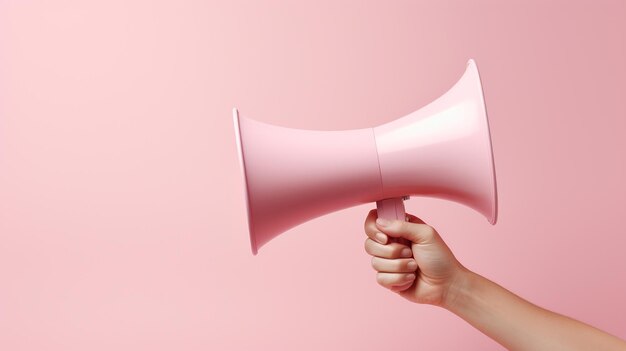 Photo a hand holding megaphone side view