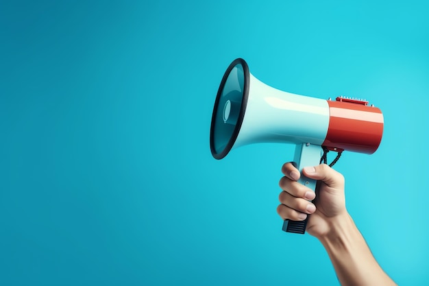 a hand holding a megaphone