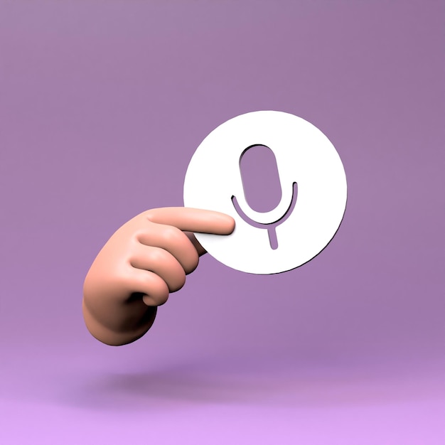 Hand holding a microphone icon 3D render illustration