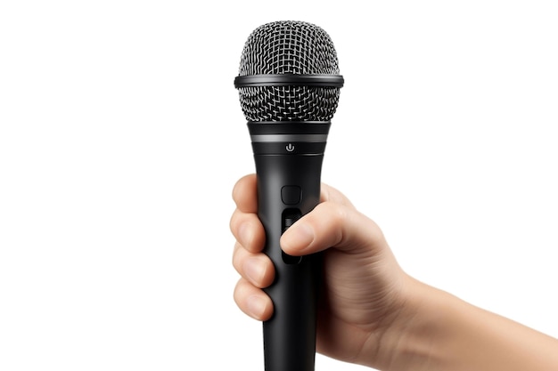 Hand Holding Microphone on White