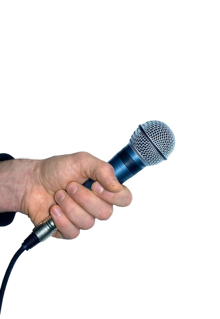 Hand holding a microphone