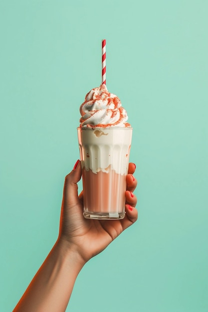 hand holding a milk shake