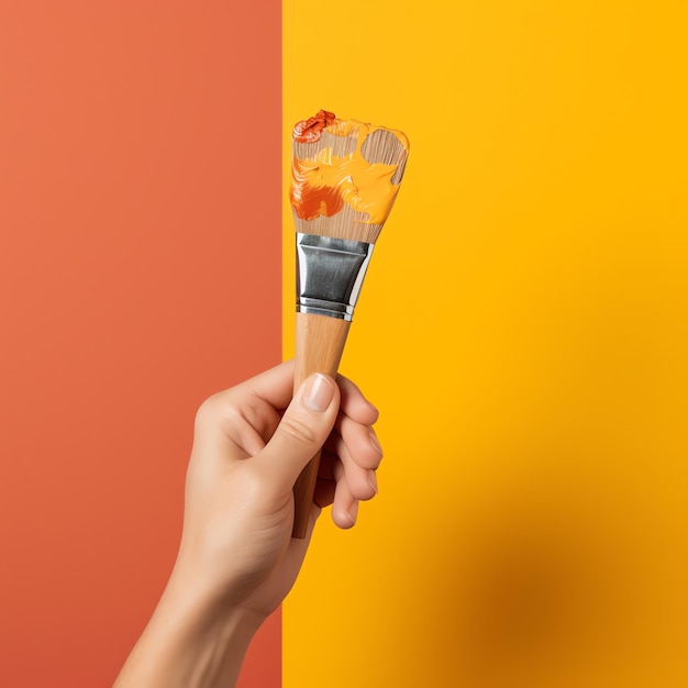 Photo a hand holding a paint brush