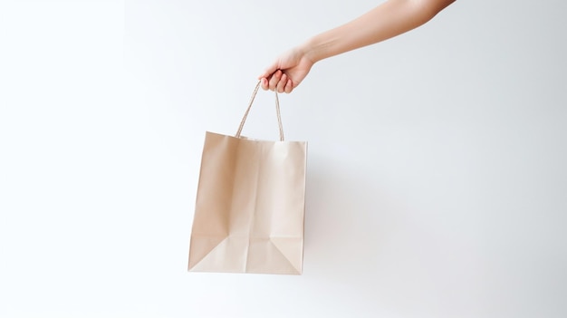 A hand holding a paper bag