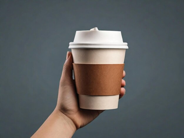 Ручная бумажная чашка для кофе для макета изолированного фона