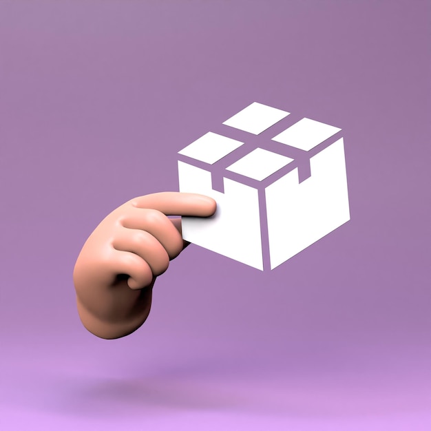 Hand holding a parcel icon 3d render illustration