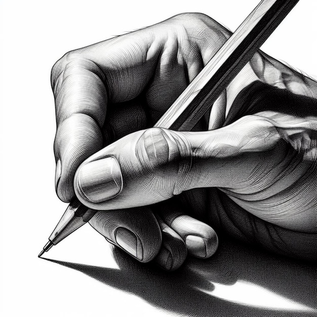 hand holding pencil