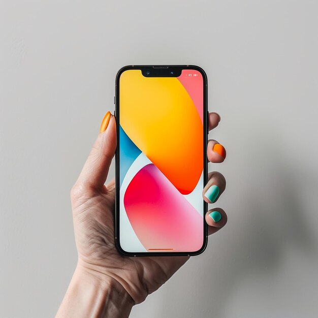 a hand holding a phone with the colors of the rainbow on it