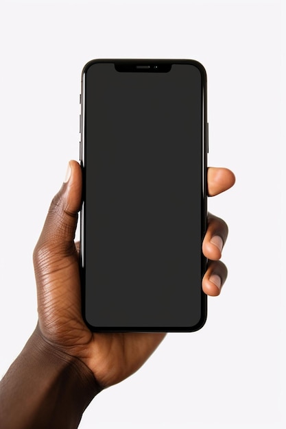 hand holding a Phone with a white screen