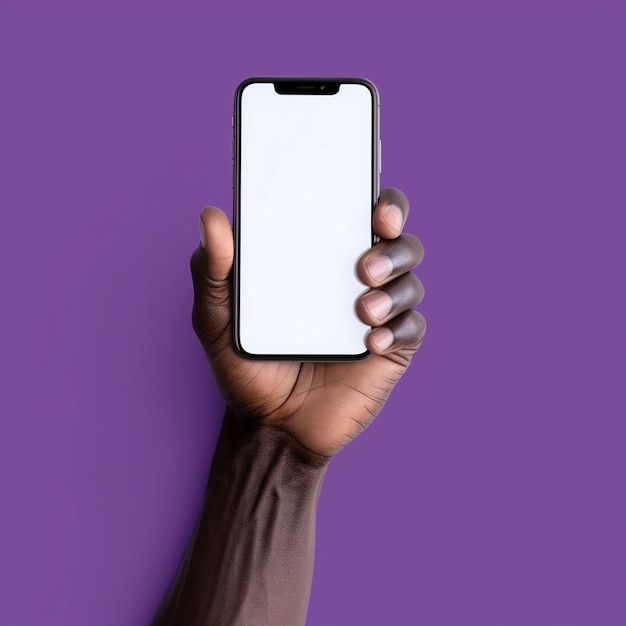 hand holding a Phone with a white screen