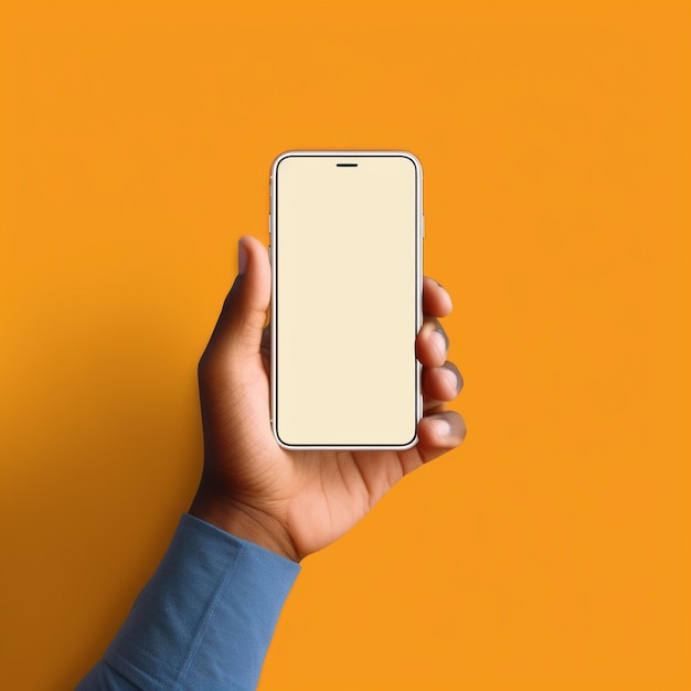 Hand holding a phone with a white screen