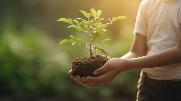 植物を持っている手