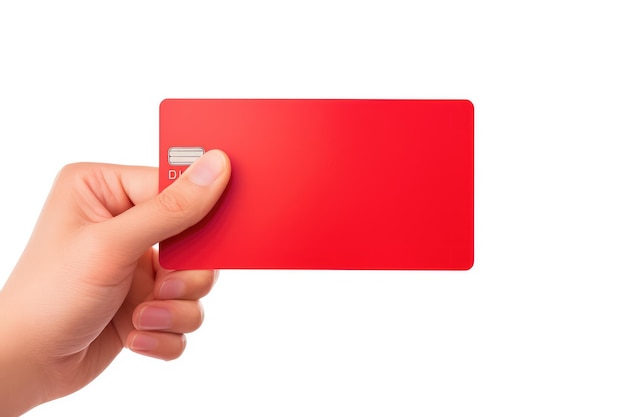 Hand Holding Red Credit Card on White Background On a White or Clear Surface PNG Transparent Background